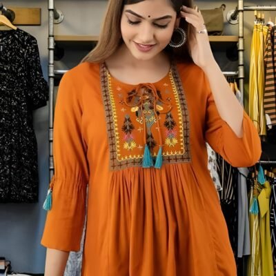 women's rayon embroidered top & tunics