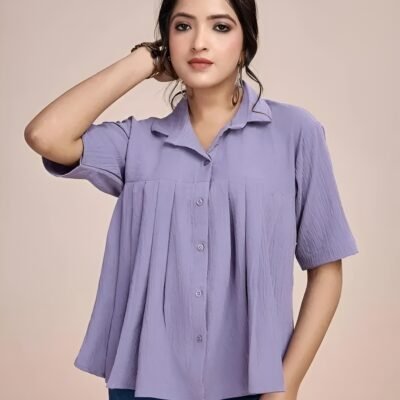 stylish casual loose fit imported crepe crop shirt for girl's and women's