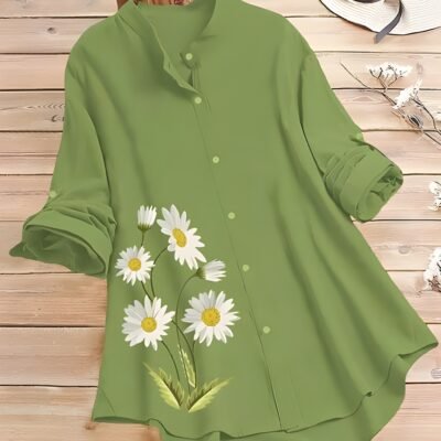 flower print rayon tunic shirt