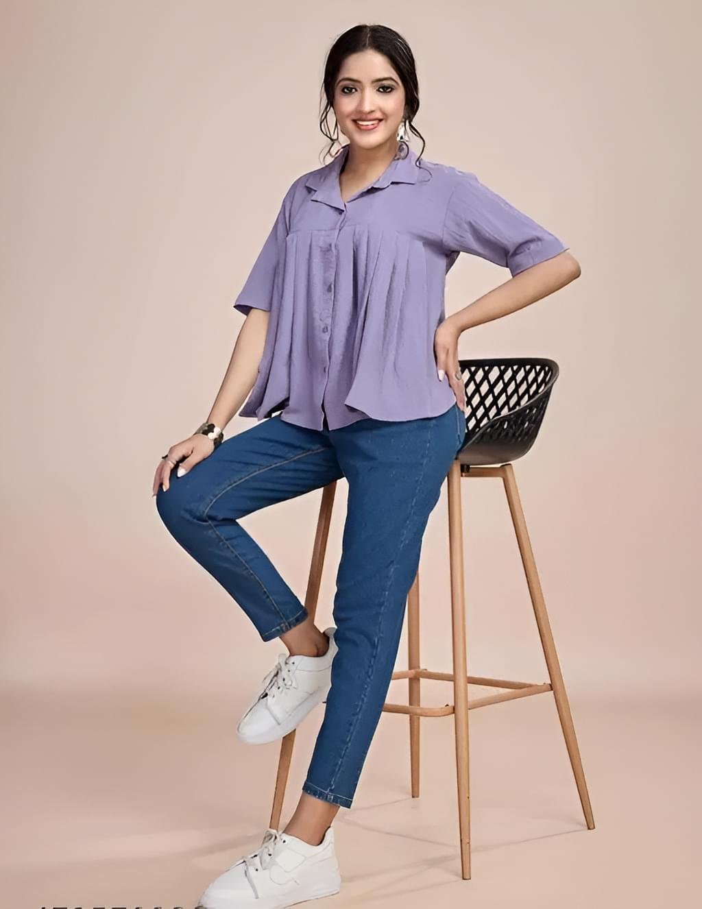 stylish casual loose fit imported crepe crop shirt for girl's and women's