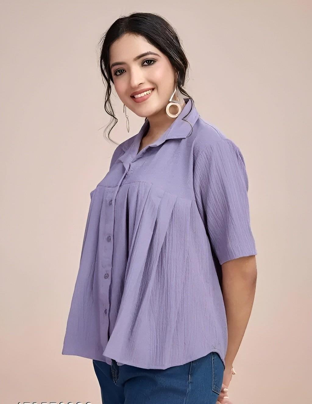 stylish casual loose fit imported crepe crop shirt for girl's and women's